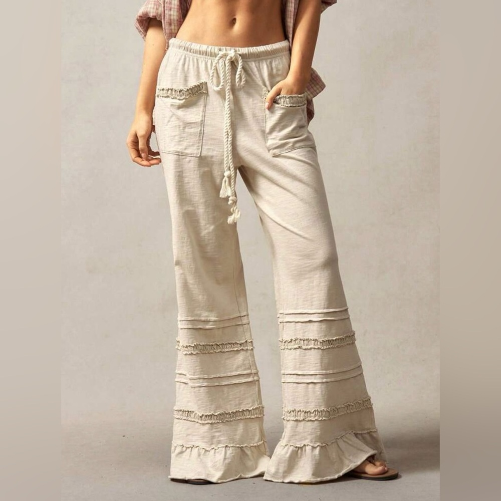 Women's Cream Wide Leg Pants